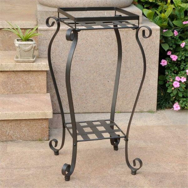 International Caravan Iron Square Plant Stand, Antique Black 3446-27-ANT-BK